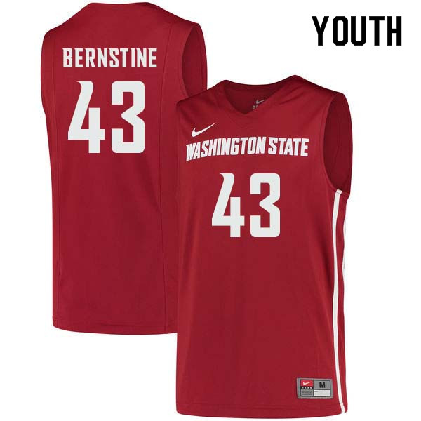 Youth #43 Drick Bernstine Washington State Cougars College Basketball Jerseys Sale-Crimson - Click Image to Close
